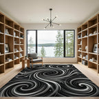 Monochromatic Swirl Abstract Fluid Rug