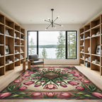Vintage Rose Tulip Floral Medallion Rug