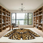 Bold Leopard Head Lapel Jacket Rug