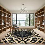 Gilded Black Compass Celestial Medallion Rug
