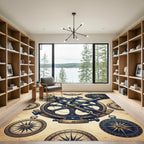 Nautical Sextant and Compass Marine Art Rug