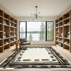 Rustic Timber Branch Paw Track Border Rug