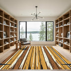 Rustic Earthy Tone Vertical Plank Striped Rug