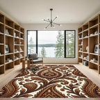 Rich Brown Paisley Floral Medallion Rug