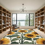 Sunny Yellow Sunflower Floral Botanical Rug
