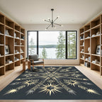 Golden Teal Starburst Diamond Medallion Rug