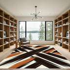 Dark Brown Orange Brush Stroke Lines Rug