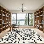 Strokes Scattered Black White Rug