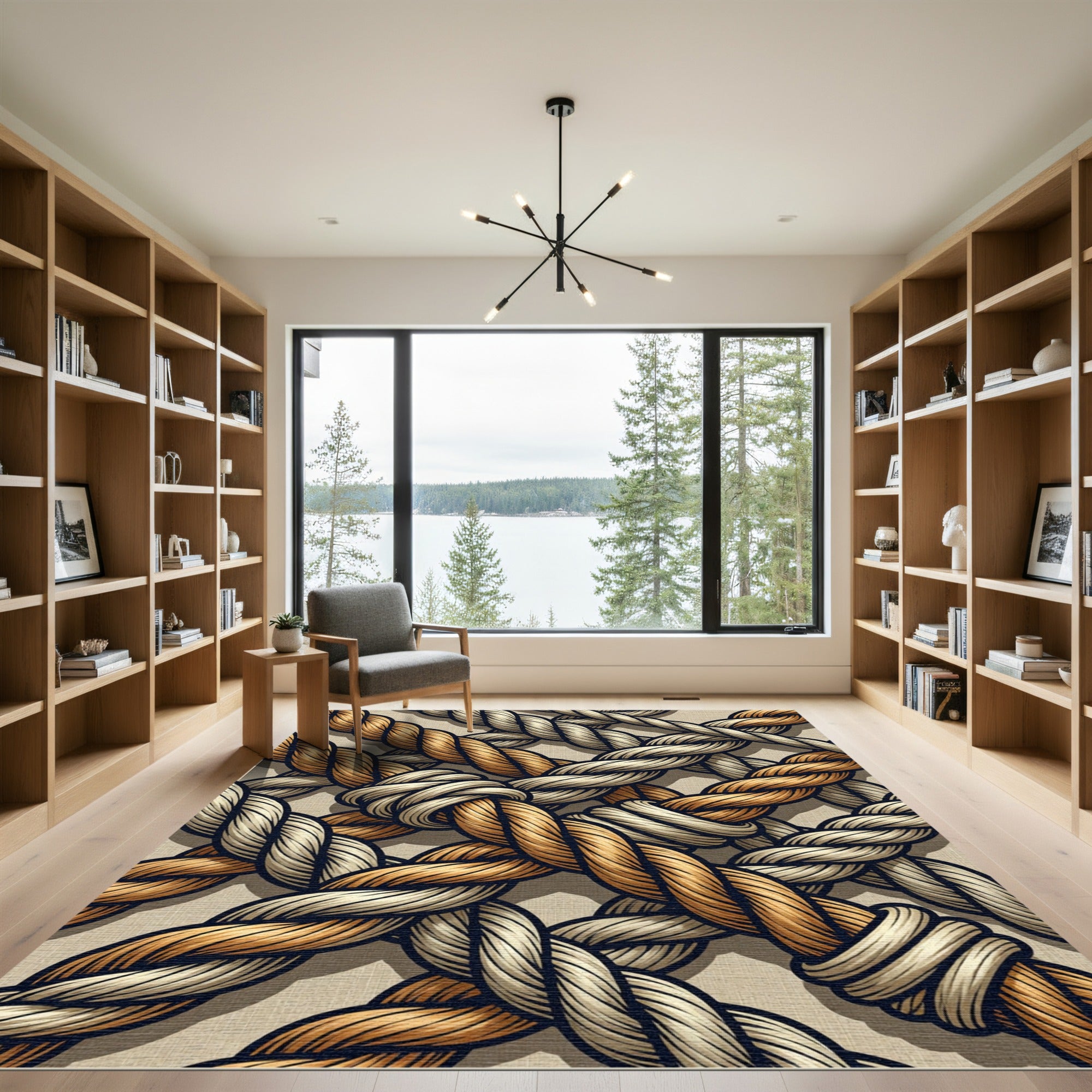 Braided Rope Natural Cream Gold Rug