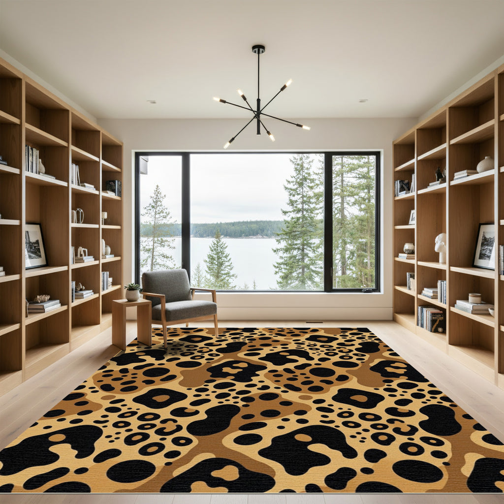 Bold Brown Leopard Spots Rug