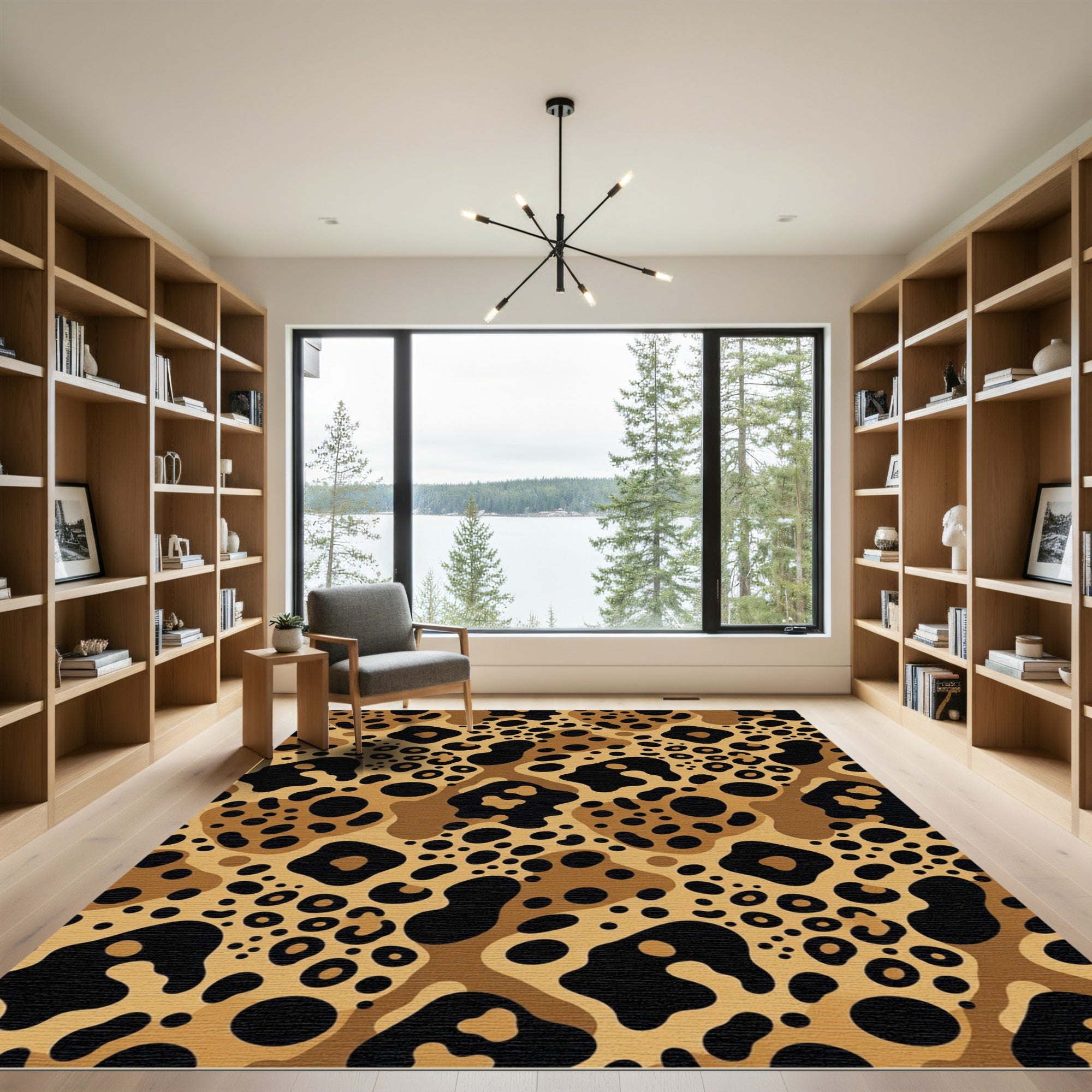 Bold Brown Leopard Spots Rug