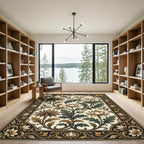 Ornate Cream Lotus Vine Floral Rug