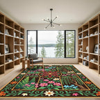 Earthy Botanical Medallion Garden Tile Rug