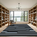 Minimalist Gray Monochromatic Geometric Layered Rug