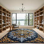 Ornate Gold and Silver Winter Snowflake Rug