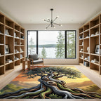 Ancient Twisted Olive Tree Sunset Tapestry Rug