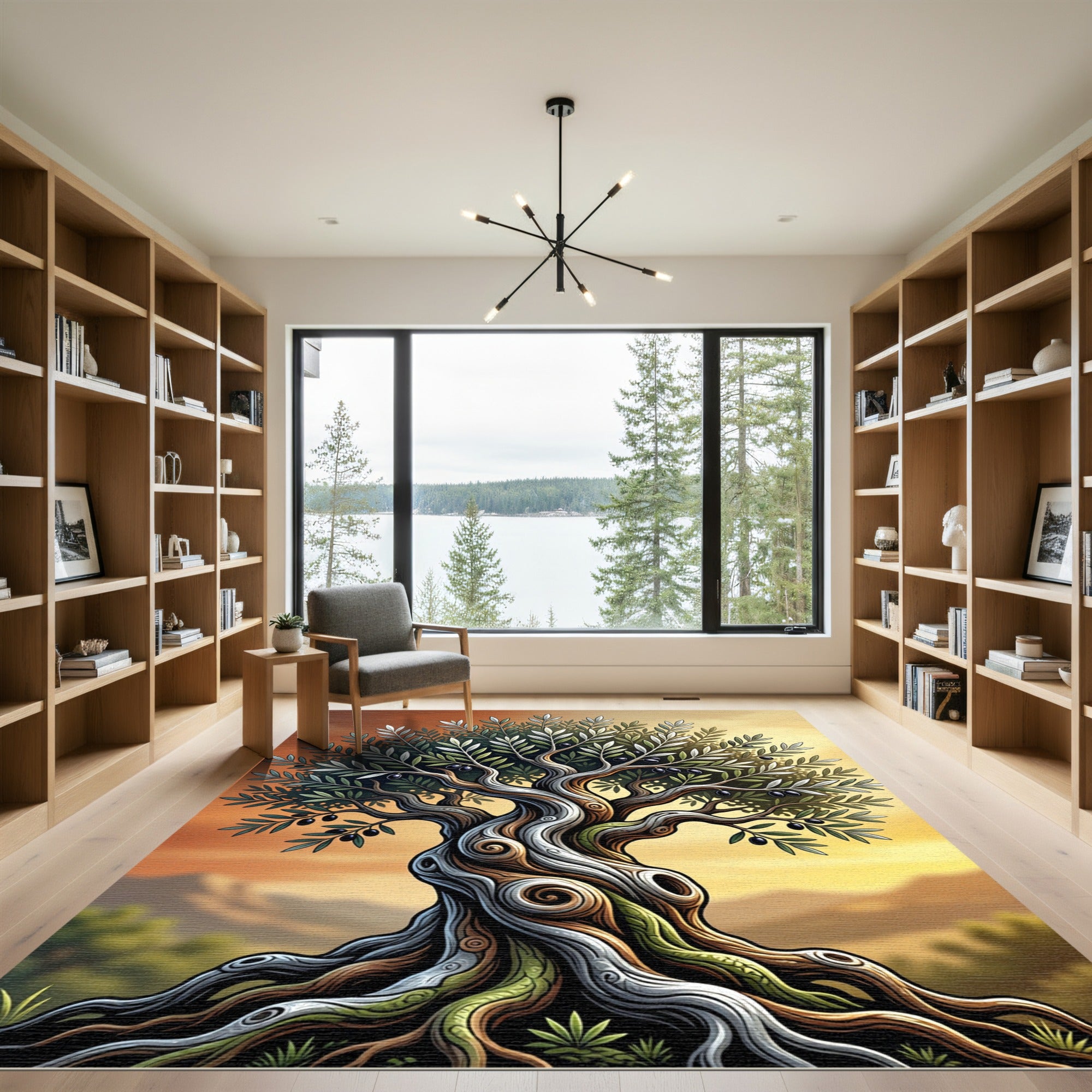 Ancient Twisted Olive Tree Sunset Tapestry Rug