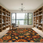Golden Autumn Chrysanthemum Floral Medallion Rug