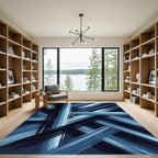 Indigo Abstract Brush Stroke Rug