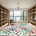 Retro Teal Berry Polka Dot Collage Rug