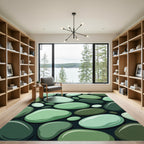 Smooth Jade Pebbles Scattered Arrangement Rug