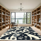 Monochrome Labrador Dog Paw Silhouette Art Rug