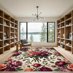 Romantic Floral Bouquet With Crimson Roses Rug