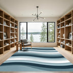 Modern Blue Wavy Layered Abstract Rug