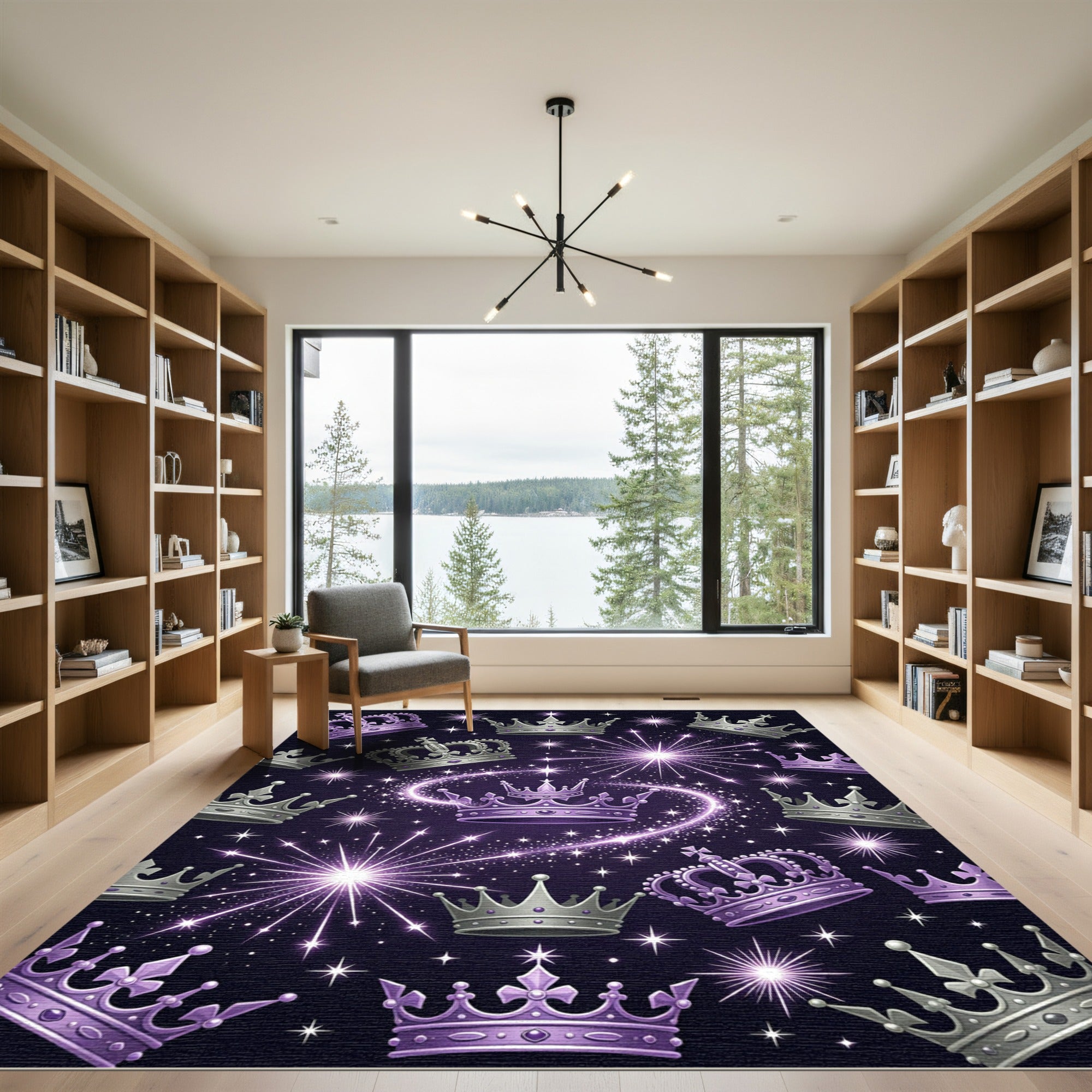 Radiant Purple Celestial Crown Tapestry Rug