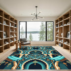Teal Golden Arch Floral Harmony Rug