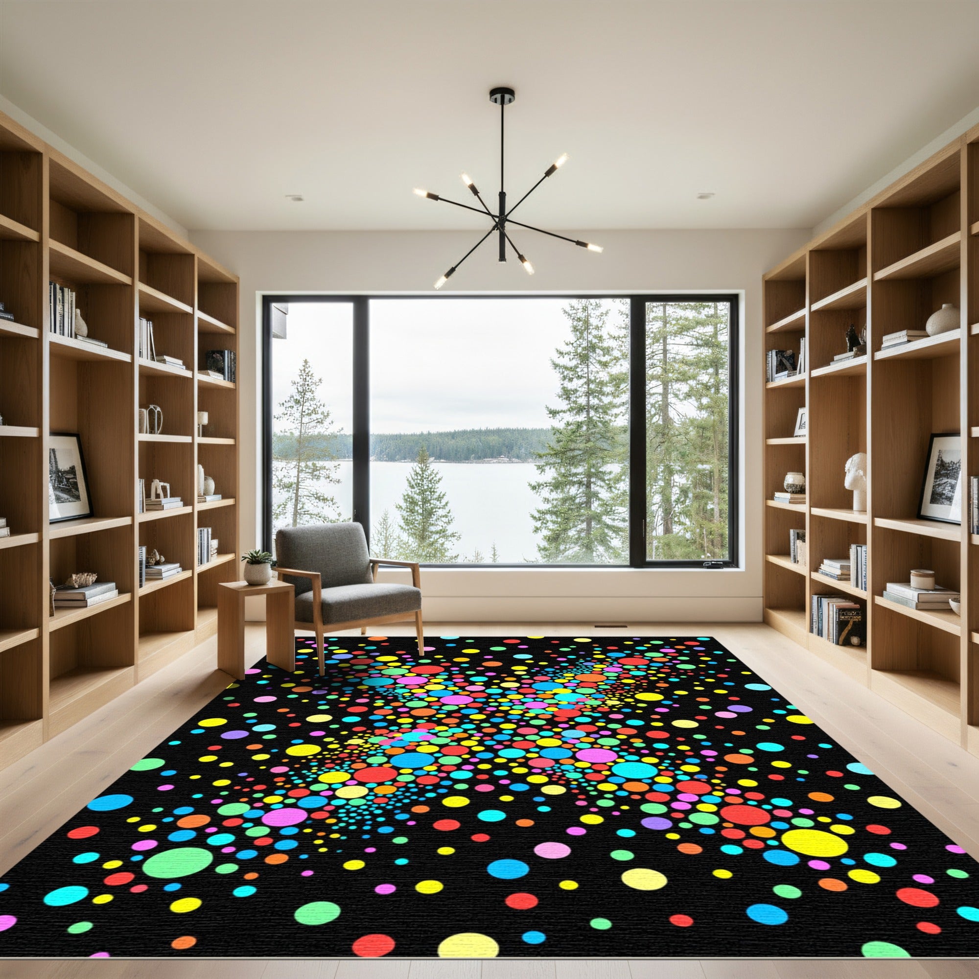 Colorful Polka Dot Burst Rug