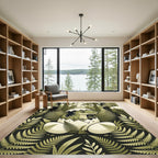 Cute Baby Dinosaur Jungle Fern Rug