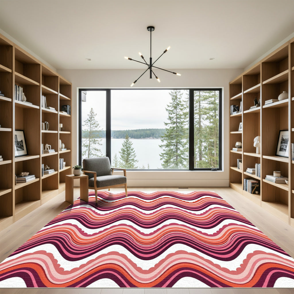 Crinkle Pink Orange Wave Rug