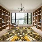 Radiant Golden Burst Geometric Star Rug