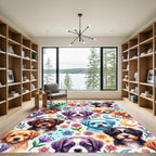 Whimsical Pastel Puppy Floral Celestial Art Rug