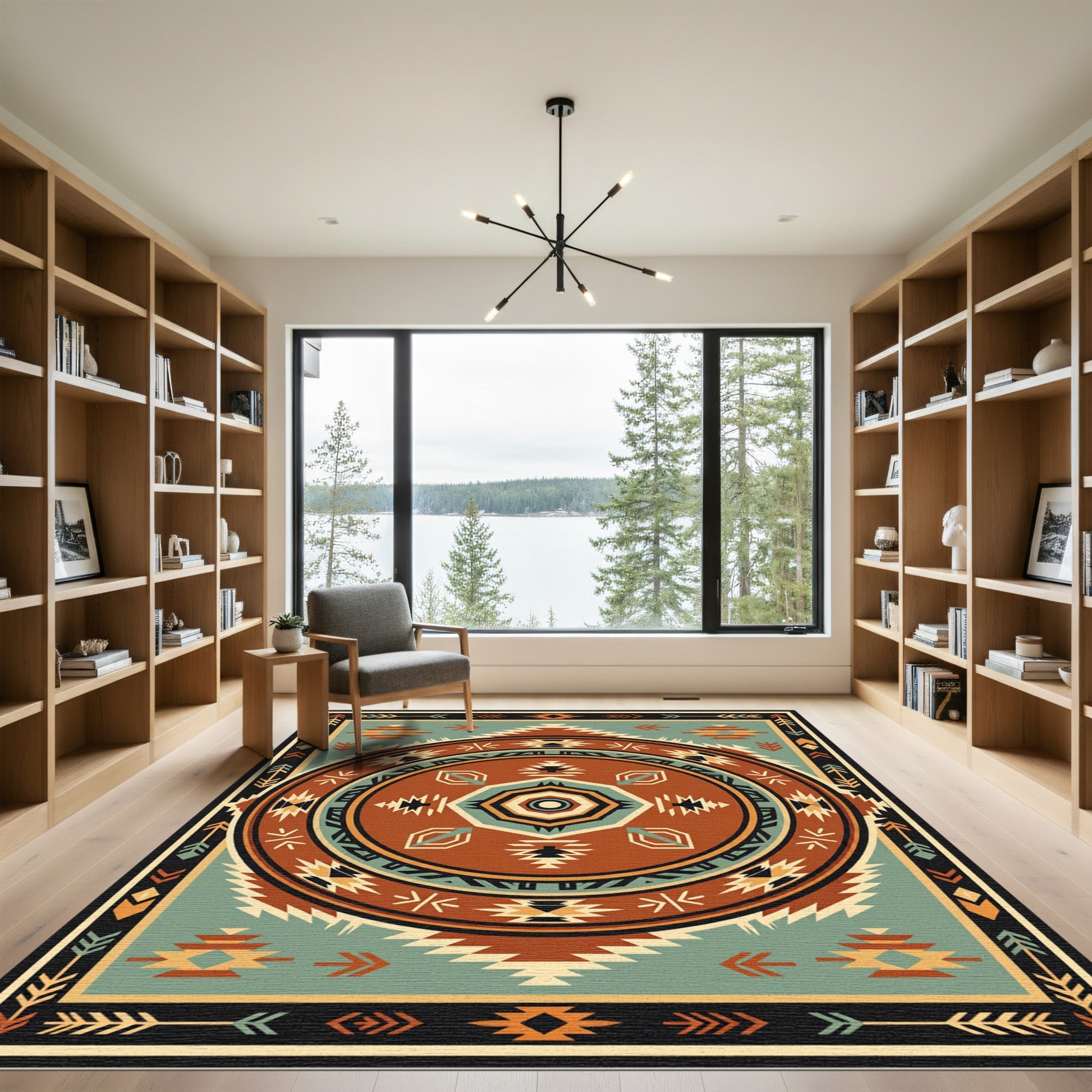 Southwestern Geometric Terracotta Medallion Rug