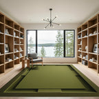 Olive Green Layered Geometric Rectangle Rug