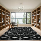 Geometric Dark Gray Relief Facet Rug