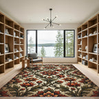 Vintage Autumn Rust Floral Damask Rug