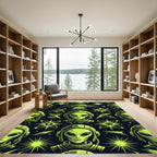 Neon Alien Cosmic Saucer Space Graphic Rug