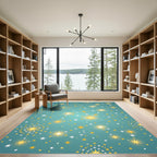 Golden Starburst Turquoise Celestial Rug