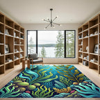 Lush Underwater Kelp Forest Oceanic Scene Rug