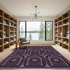 Mauve Archway Floral Scroll Pattern Rug