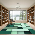 Modern Mint Olive Geometric Block Rug