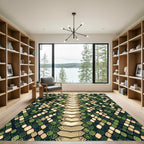Green Beige Reptile Scale Texture Rug