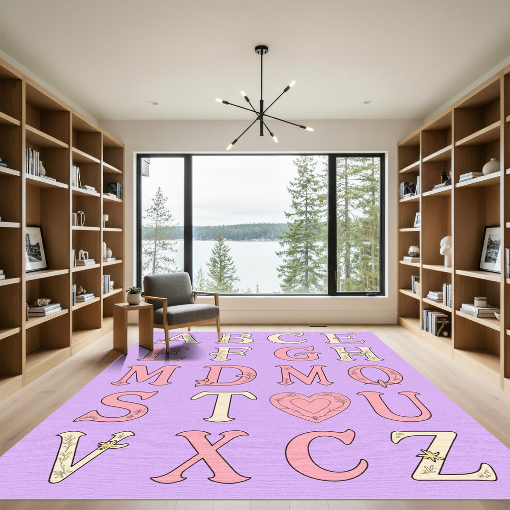 Pastel Floral Alphabet Letters Rug