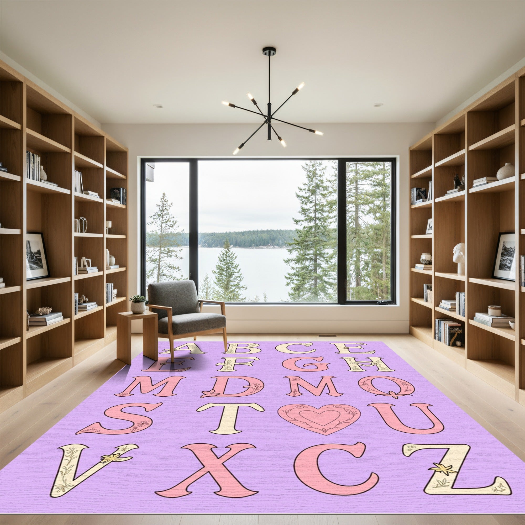 Pastel Floral Alphabet Letters Rug