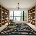 Ornate Antique Pirate Weaponry Medallion Rug