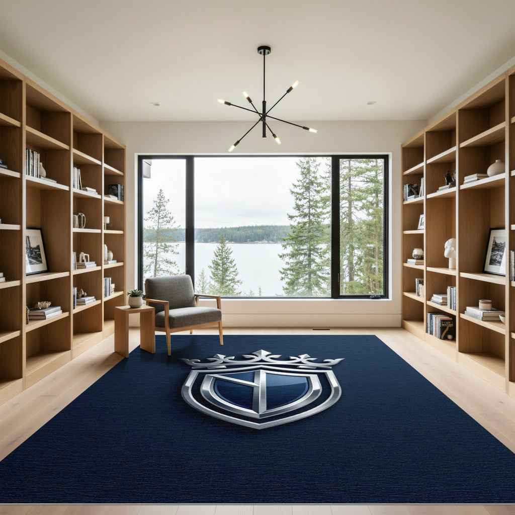 Royal Silver Crest Navy Shield Rug