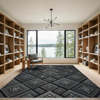 Monochrome Tribal Diamond Geometric Art Rug